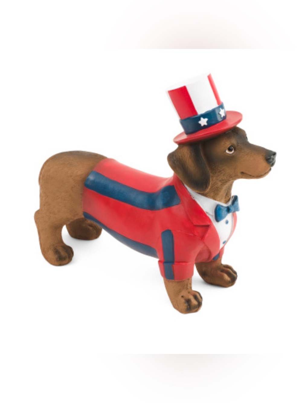 New Patriotic Red & Blue Dachshund Dog Toy Statue July 4th